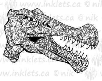 Dinosaur Coloring Page DIY Printable - Instant Digital Download JPG - Dino Digi Stamp - Coloring Fun