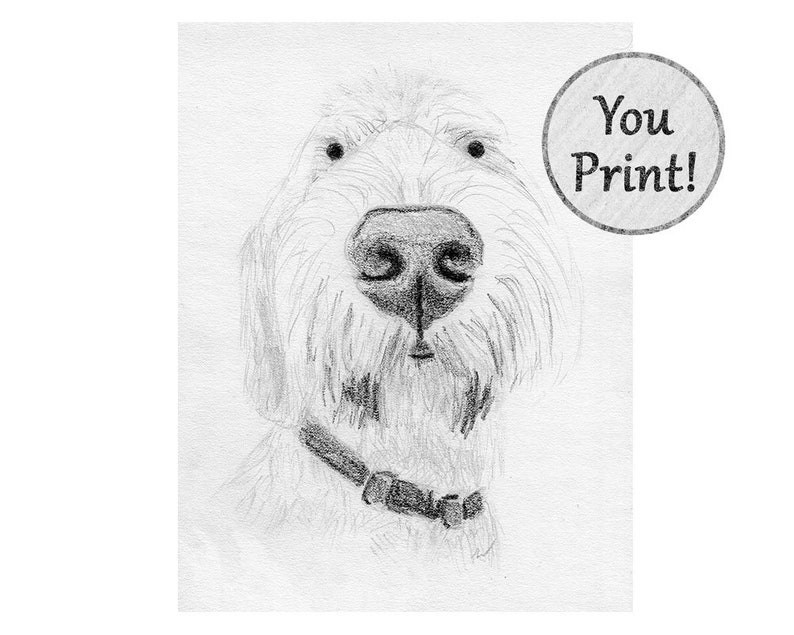 Pet Portrait Pet Memorial Sketch From Photo DIY Printable Dog Drawing Custom Dog Art Pencil Sketch Inklets Personalized Gift