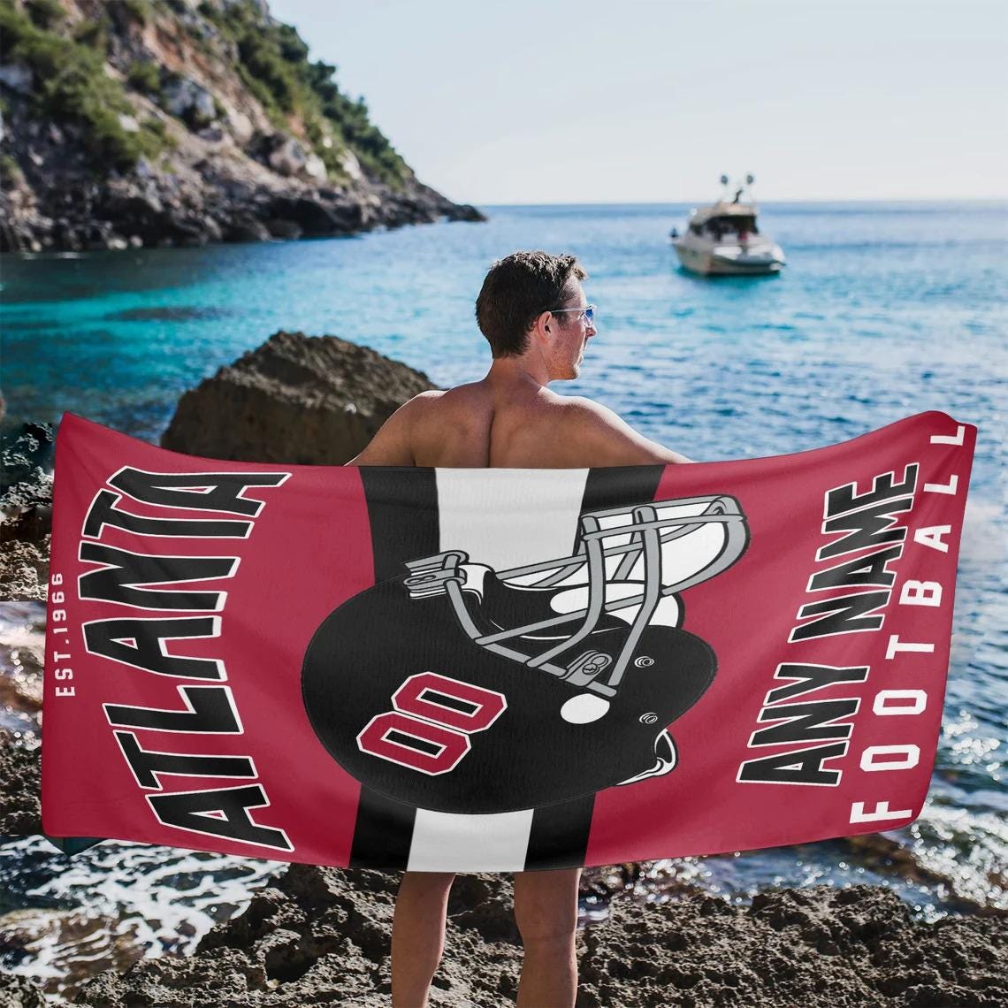 Discover Personalized Atlanta Football Beach Towel, Game Day Fan Gift