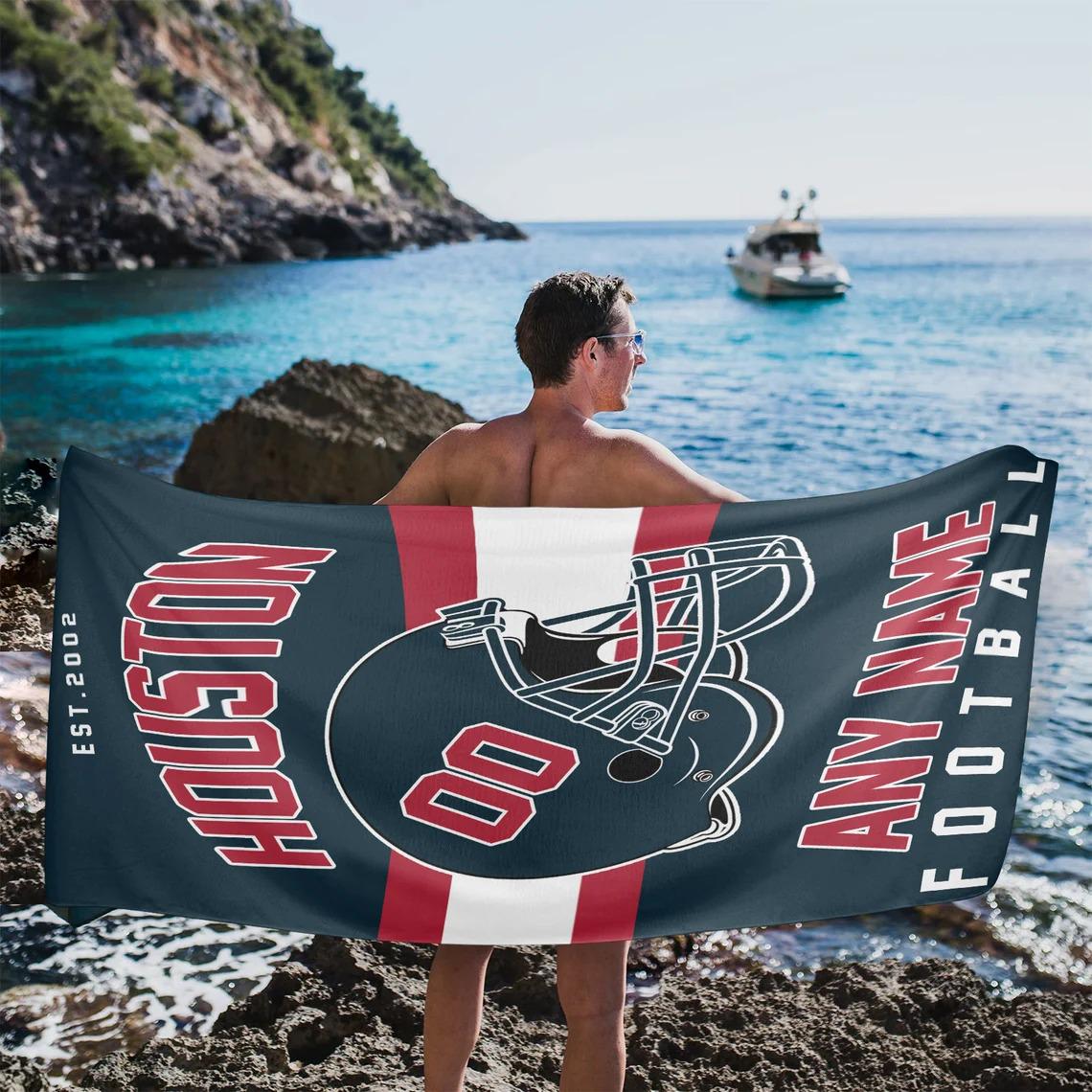 Discover Personalized Houston Football Beach Towel, Game Day Football Team Decor Fan Gifts