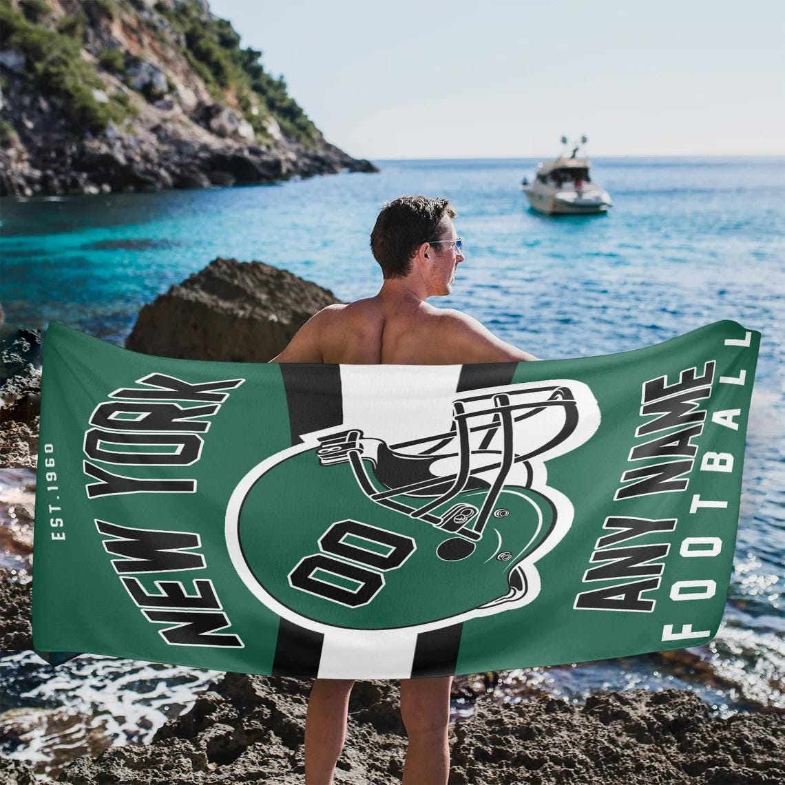 Discover Personalized New York Jets Football Beach Towel, Game Day Football Team Decor Fan Gifts
