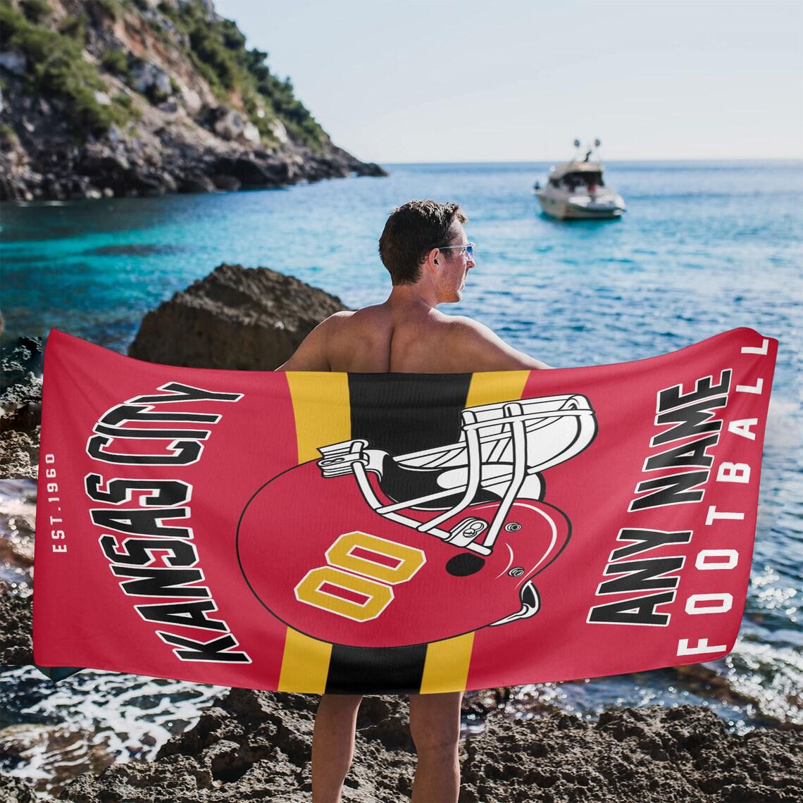 Discover Personalized Kansas Football Beach Towel, Game Day Football Team Decor Fan Gifts