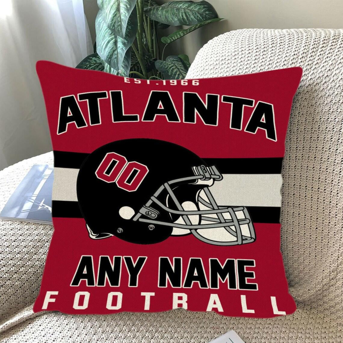 Discover Personalized Atlanta Football Throw Pillow, Game Day Fan Gift, Bedroom Throw Pillow Decor
