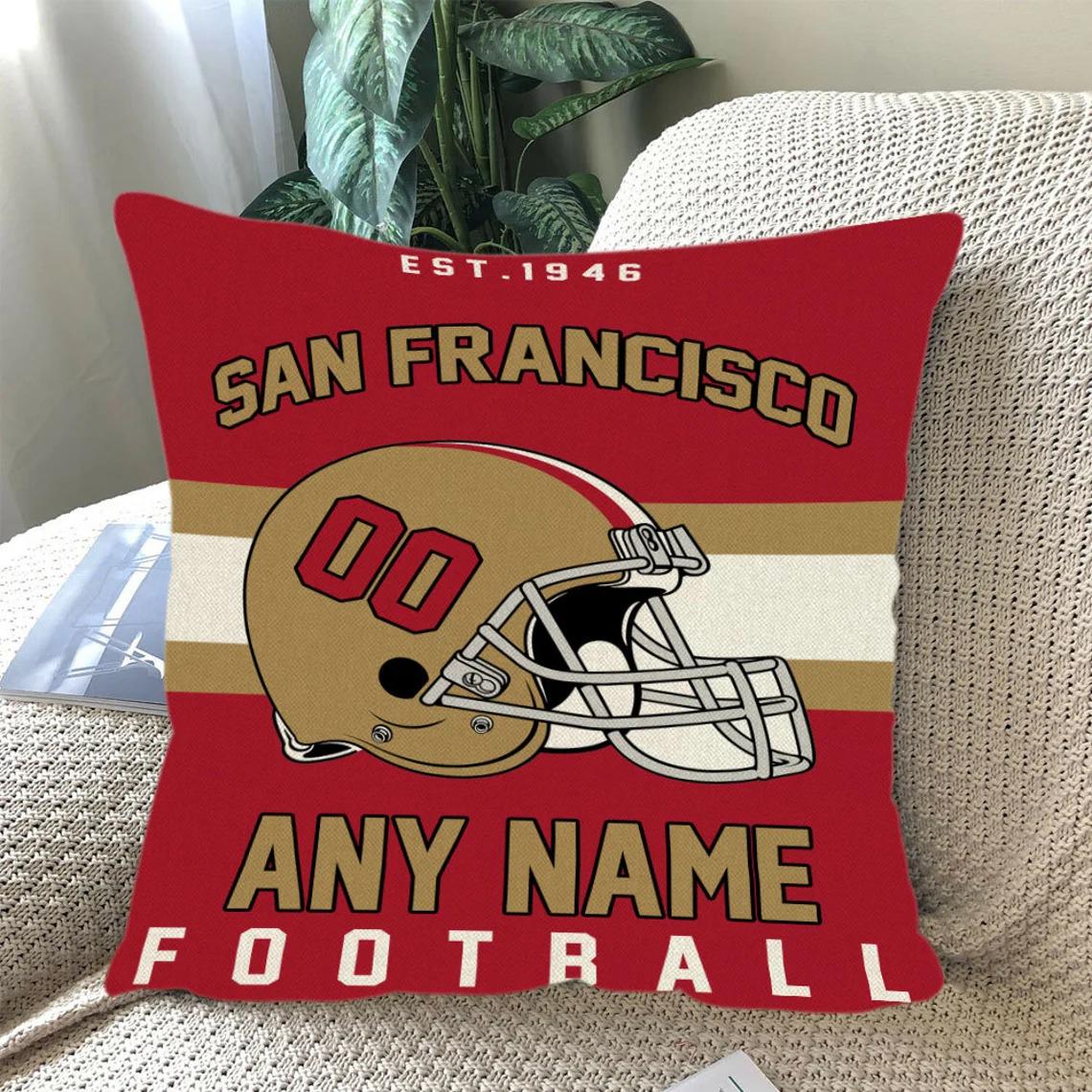 Discover Personalized San Francisco Football Throw Pillow, Game Day Fan Gift, Bedroom Throw Pillow Decor