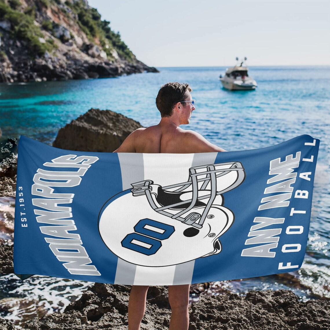 Discover Personalized Indianapolis Football Beach Towel, Game Day Football Team Decor Fan Gifts