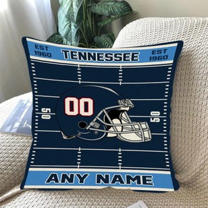 Custom Football Pillow, Personalized Tennessee Cover or Full Pillow with Name & Number Game Day Fan Gift Football Bedroom Throw Pillow Decor