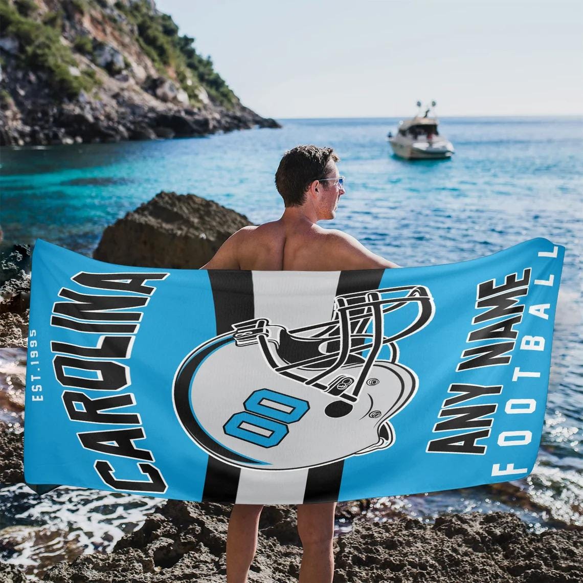 Discover Personalized Carolina Football Beach Towel, Game Day Fan Gift