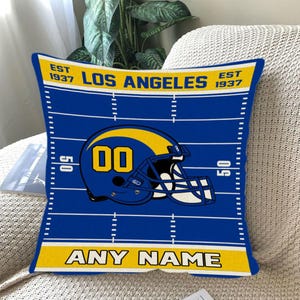 Custom Football Pillow, Personalized Los Angeles R Cover or Full Pillow with Name & Number, Game Day Fan Gift, Bedroom Throw Pillow Decor