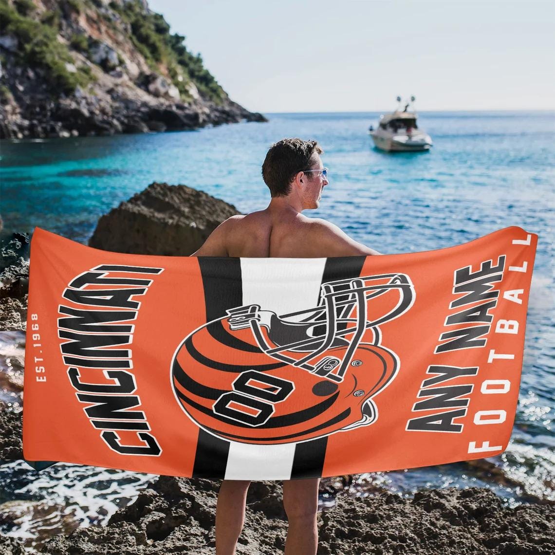 Discover Personalized Cincinnati Football Beach Towel, Game Day Fan Gift