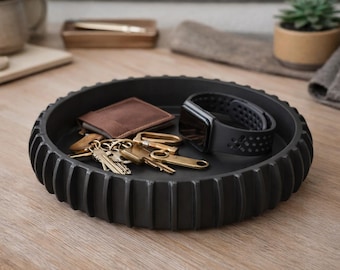 Ribbed 3D Printed Catch All Tray: Modern Home Decor