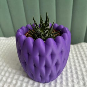 Maceta moderna con textura de almohada / Maceta para suculentas, portalápices, organizador de escritorio / PLA impreso en 3D / Tamaños de 7,6 x 7,6 cm a 15,2 x 15,2 cm / Colorida