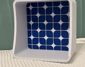 Mid-Century Floating Cubby Shelf — Rounded Corners & Raised Tile Back | 3D Printed And Hand-Finished