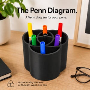 Penn Diagram Desk Organizer – Funny Nerdy Pen Holder – Engineer Gift – Venn Diagram Office Decor – Geek Desk Accessory