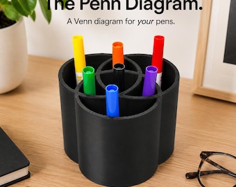 Penn Diagram Desk Organizer – Funny Nerdy Pen Holder – Engineer Gift – Venn Diagram Office Decor – Geek Desk Accessory