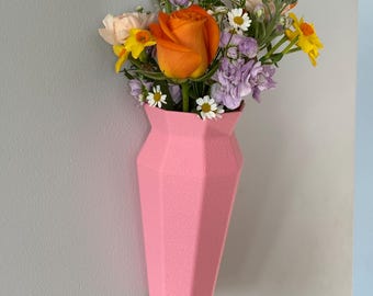Faceted Wall Vase: Low Poly PLA Planter, Modern Home Decor