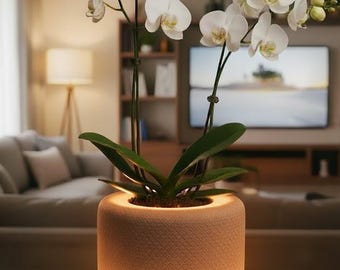 LED Indoor Grow Light Planter | Self-Watering Herb Garden Pot | Succulent or Orchid Planter | Minimalist Smart Home Decor Gift
