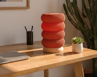 Modern Ribbed Table Lamp | Dimmable Mid Century Ambient Light | Minimalist Bedroom & Office Decor | Bedside Accent Lighting Gift