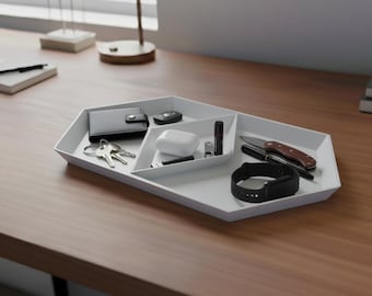 Modern Geometric Valet Tray | Hexagon Catchall Organizer | Minimalist Home Decor | Housewarming Gift