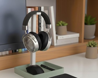 Desk Valet & Headphone Stand | Personalized Tech Organizer Station | All-in-One Luxury Dock