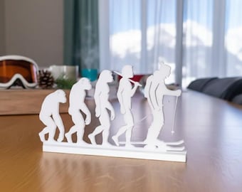 Ski Evolution Figurine | Funny Snow Sports Tabletop Decor