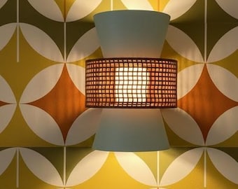 Modern Hourglass Wall Sconce | Mid Century Woven Accent Light | Dimmable Wireless Bedroom Lamp | Rechargeable Minimalist Home Decor Gift