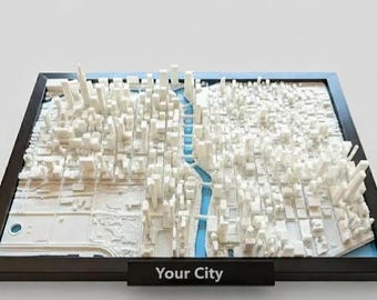 3D City Map Art | Custom Architectural Skyline Sculpture