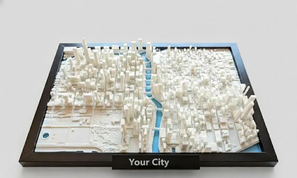 3D City Map Art | Custom Architectural Skyline Sculpture - Etsy