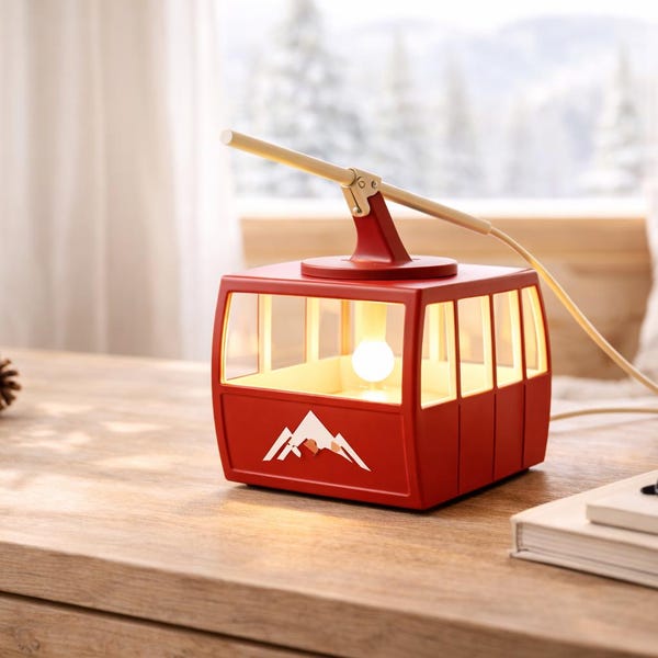 Ski Gondola Table Lamp | Rustic Cabin Decor, Alpine Gift