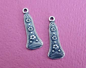 2 Silver Floral Drop Charms 3427