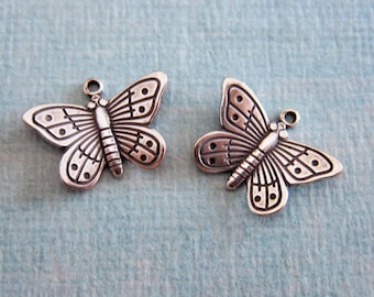 2 Silver Butterfly Charms with Upturned Wings 3478SBW