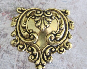 Ornate Brass Repousse Finding 2843B