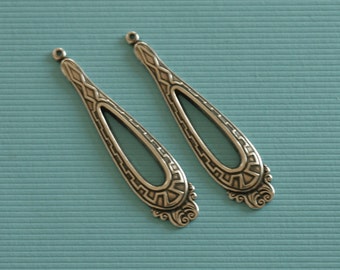 2 Silver Long Drop Charms 2819