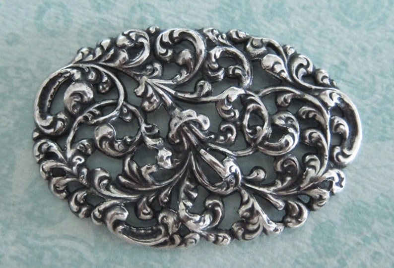 Large Ornate Silver Filigree Finding 3291 image 1