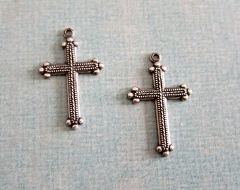 Sale 2 Silver Cross Charms 3874