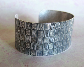 SALE Silver Basketweave Cuff Bracelet 3718