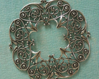 Large Silver Filigree Finding 2199