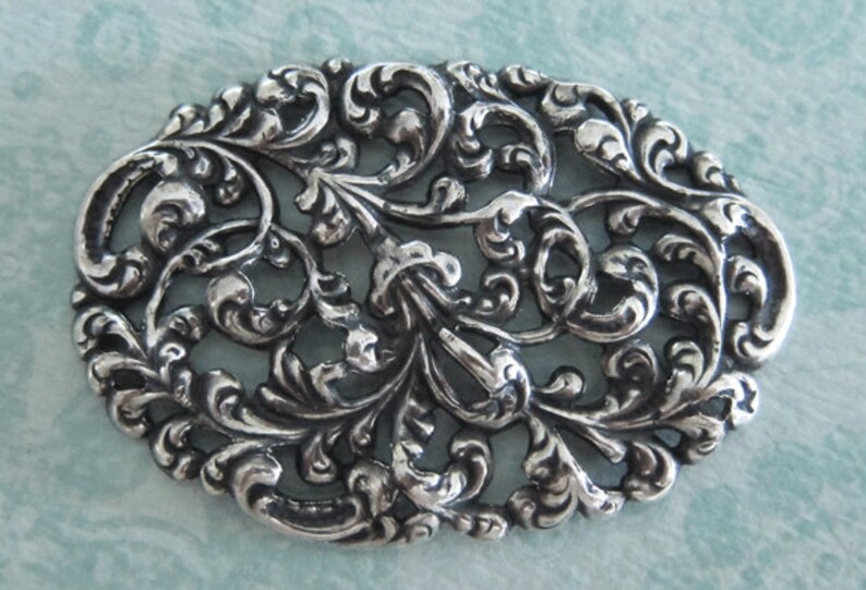 Large Ornate Silver Filigree Finding 3291 image 2