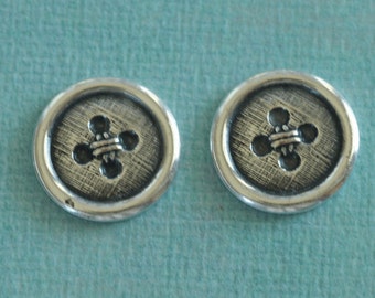 LAST ONE 2 Silver Faux Button Findings  2706