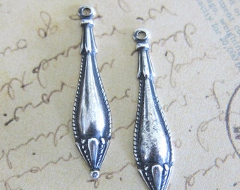 2 Silver Long Drop Charms 3303