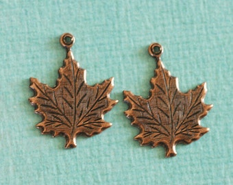 2 Copper Maple Leaf Charms 2721