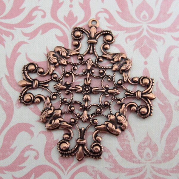 NEW Ornate Copper Filigree Charm 2716C