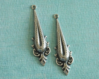 2 Silver Drop Charms 2727