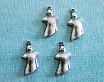 4 Small Silver Ghost Charms 3997