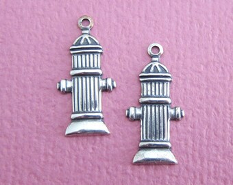 2 Silver Fire Hydrant Charms 3597H