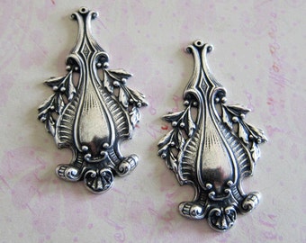 2 Silver Long Drop Charms 3465