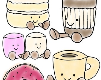 Página para colorear NO OFICIAL de Jellycat - café y pastel