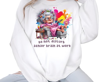 Funny Grandma Clipart: Senior Brain At Work PNG (Commercial Use)