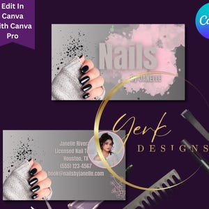 Nail Tech Business Branding Bundle | Editable Canva Templates | Business Cards, Price List, Socials, Loyalty Card & More | Digital Download