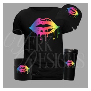 Rainbow Dripping Lips PNG | Sublimation Clipart for T-Shirts, Tumblers, Stickers & Crafts | Digital Download