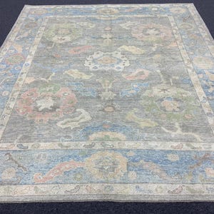 8x10 Vintage Oushak Rug: Handmade Turkish Wool Carpet